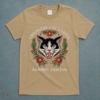 Childless Cat Ladies Against Fascism Flowers T-Shirt thumb 5