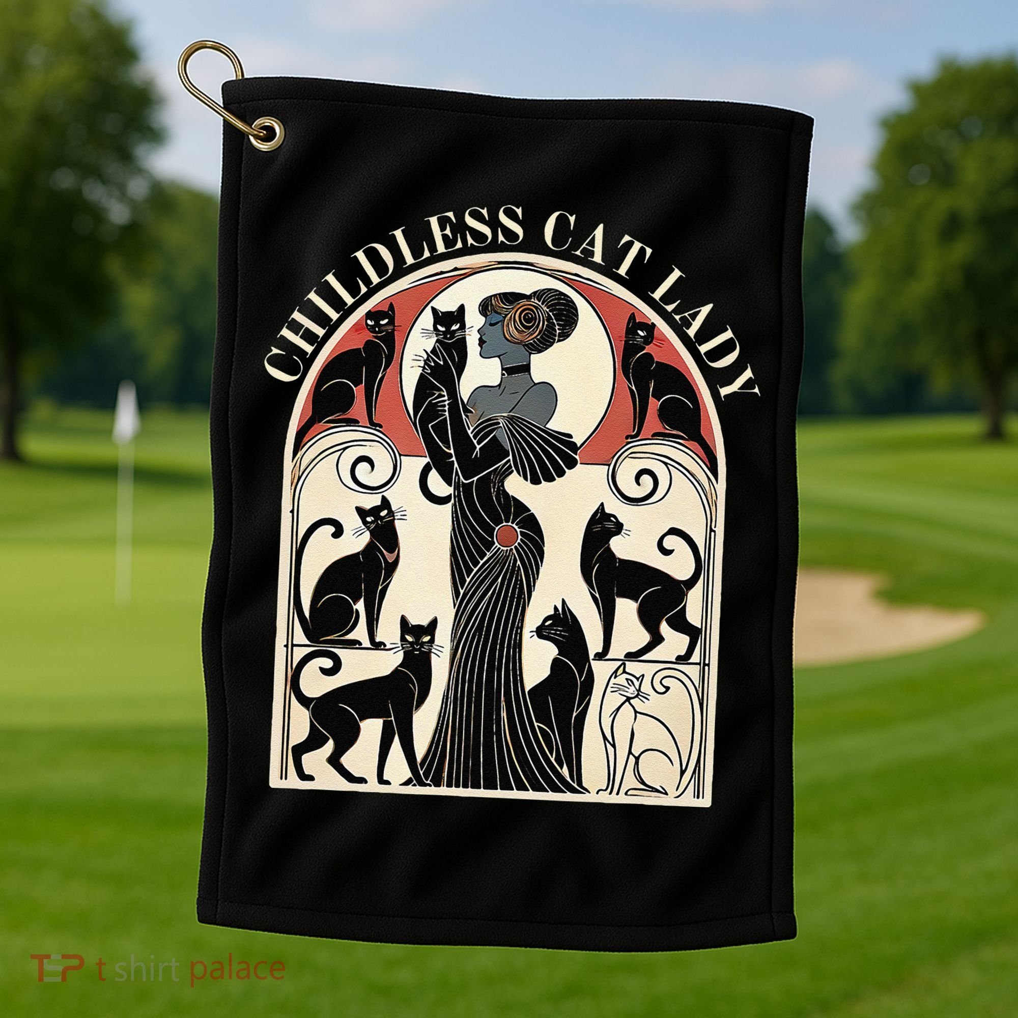Childless Cat Ladies Cat Karma Retro Funny Golf Towel