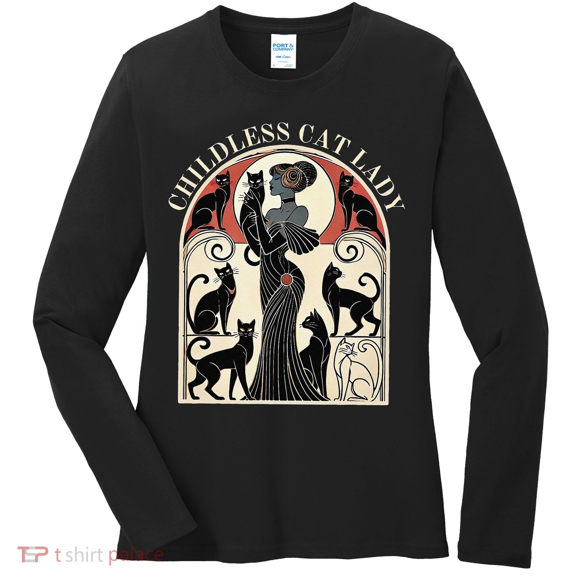 Childless Cat Ladies Cat Karma Retro Funny Women's Long Sleeve Shirt