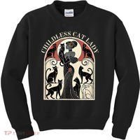 Childless Cat Ladies Cat Karma Retro Funny Kids Sweatshirt thumb 0