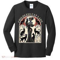 Childless Cat Ladies Cat Karma Retro Funny Kids Long Sleeve Shirt thumb 0