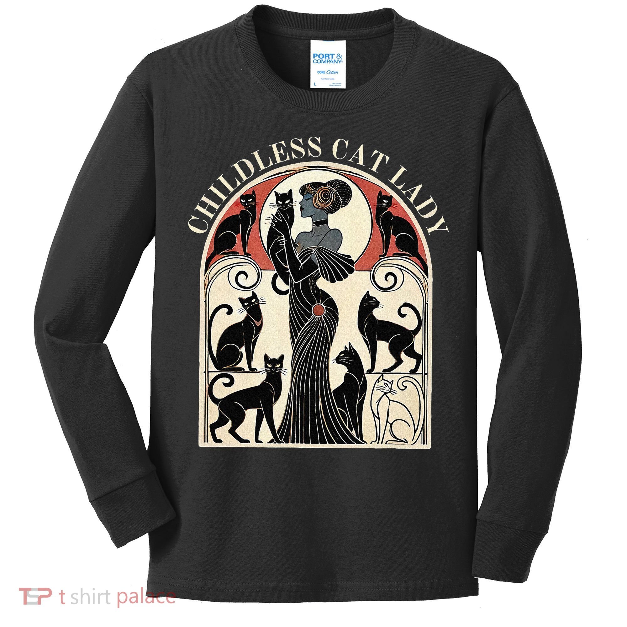 Childless Cat Ladies Cat Karma Retro Funny Kids Long Sleeve Shirt