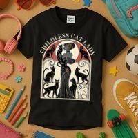 Childless Cat Ladies Cat Karma Retro Funny Kids T-Shirt thumb 3