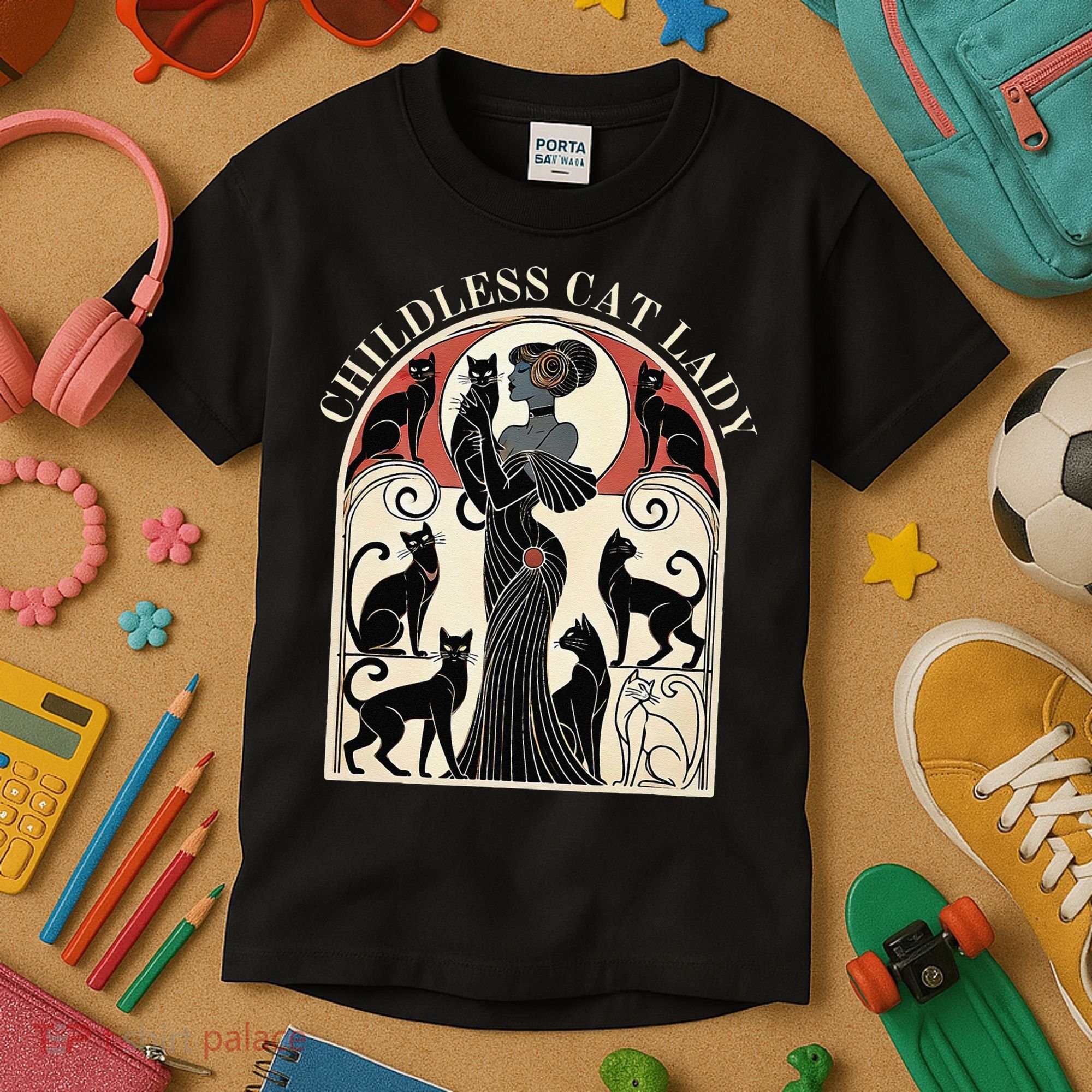 Childless Cat Ladies Cat Karma Retro Funny Kids T-Shirt