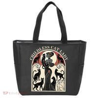 Childless Cat Ladies Cat Karma Retro Funny Tote Bag thumb 0