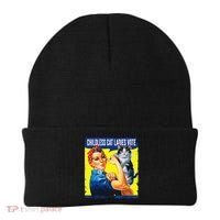 Childless Cat Ladies Vote Rosie The Riveter Funny Beanie thumb 0