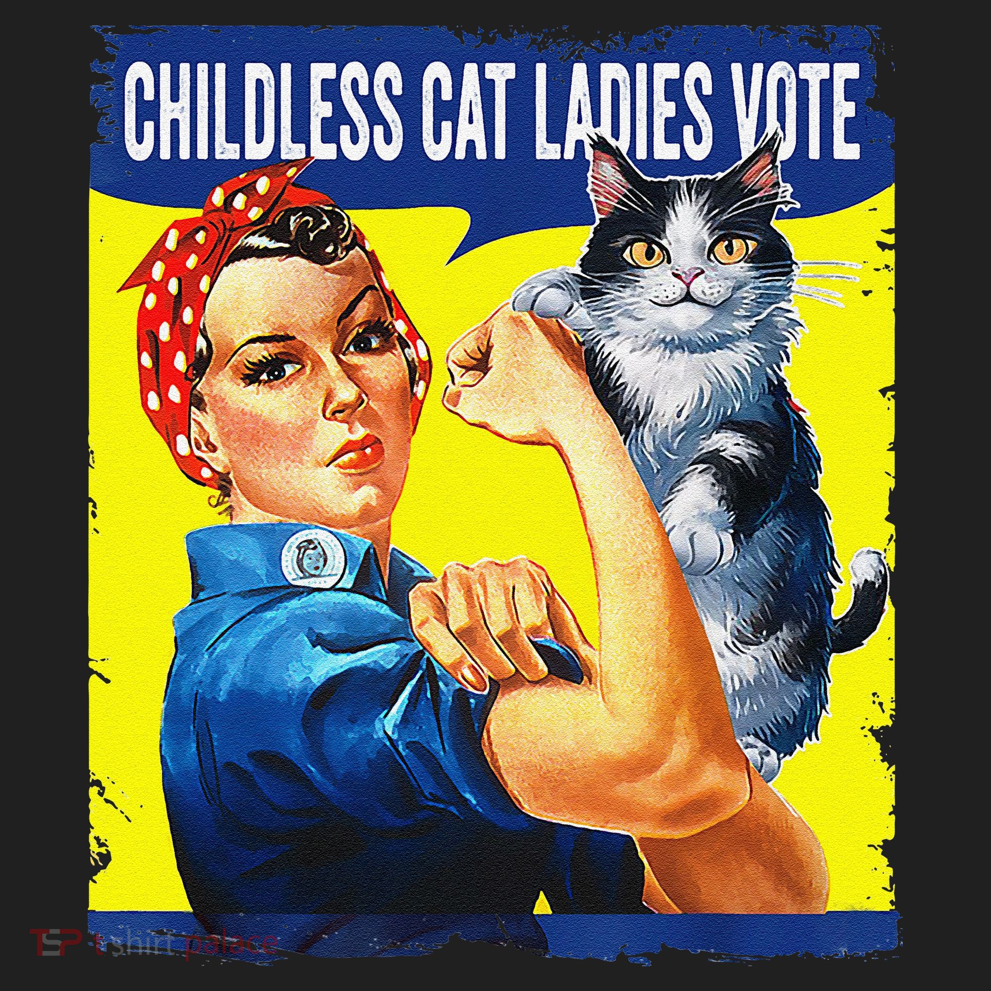 Childless Cat Ladies Vote Rosie The Riveter Funny Beanie