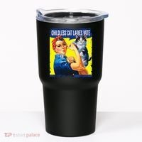 Childless Cat Ladies Vote Rosie The Riveter Funny Tumbler thumb 0