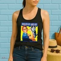 Childless Cat Ladies Vote Rosie The Riveter Funny Women's Tank Top thumb 2