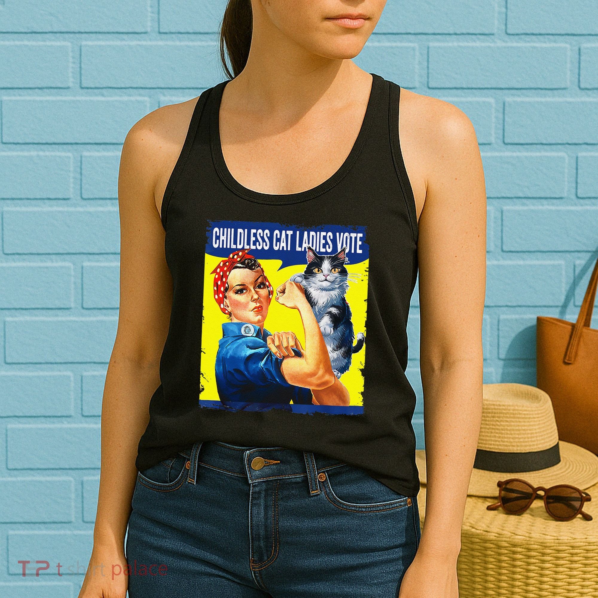 Childless Cat Ladies Vote Rosie The Riveter Funny Women's Tank Top