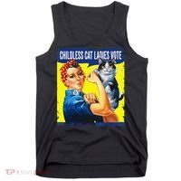 Childless Cat Ladies Vote Rosie The Riveter Funny Tank Top thumb 0