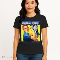 Childless Cat Ladies Vote Rosie The Riveter Funny Women's T-Shirt thumb 4