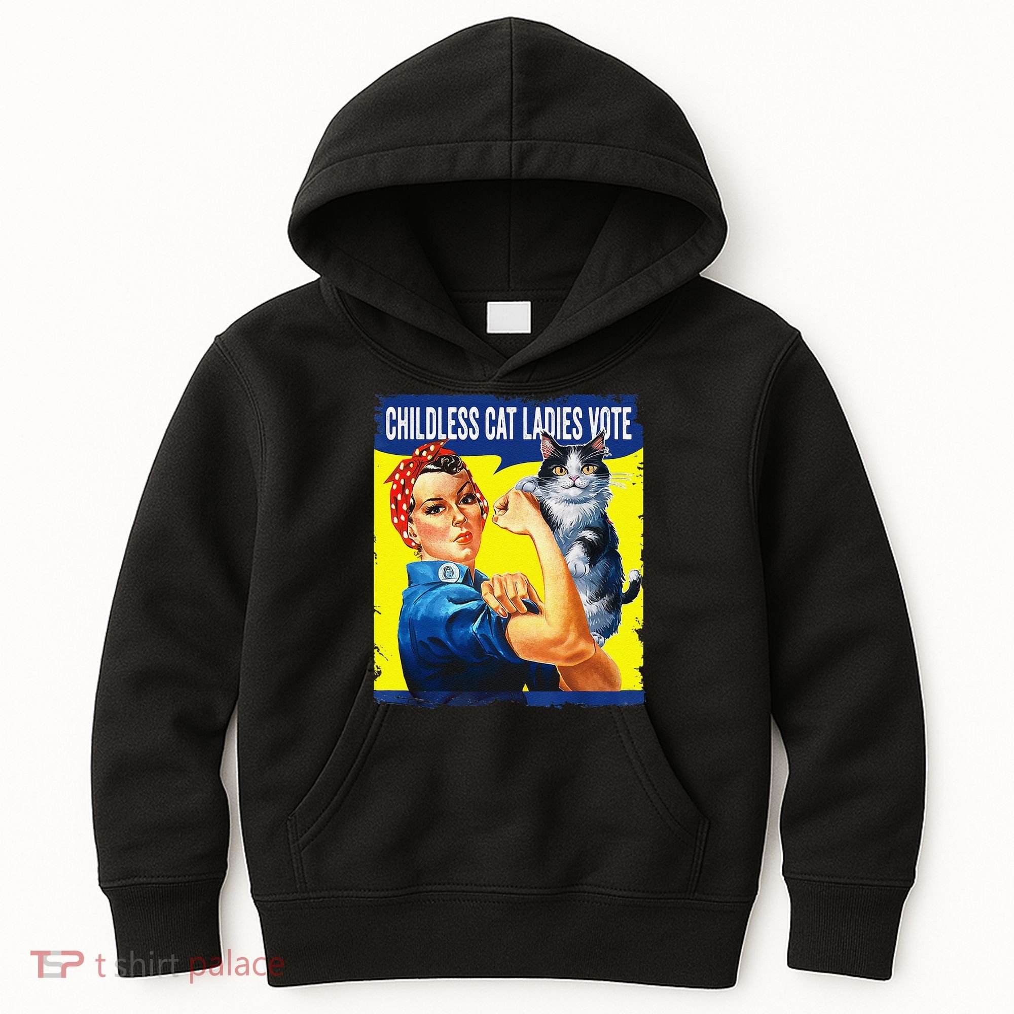 Childless Cat Ladies Vote Rosie The Riveter Funny Kids Hoodie