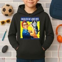 Childless Cat Ladies Vote Rosie The Riveter Funny Kids Hoodie thumb 2