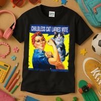 Childless Cat Ladies Vote Rosie The Riveter Funny Kids T-Shirt thumb 3