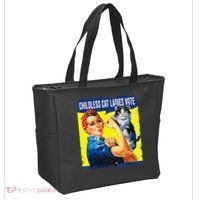 Childless Cat Ladies Vote Rosie The Riveter Funny Tote Bag thumb 2