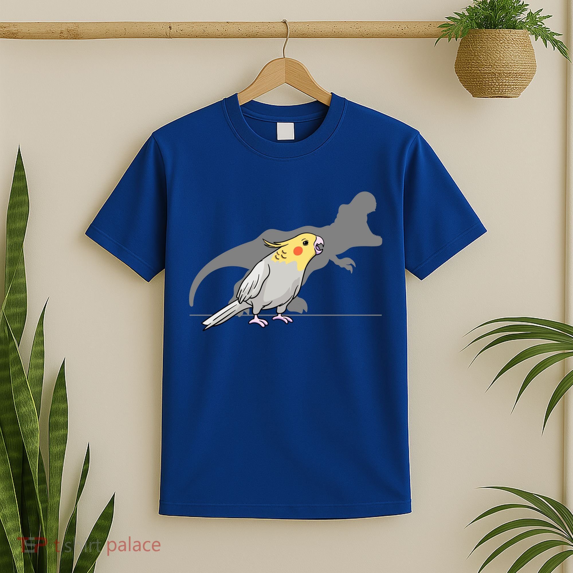 Cockatiel Cockatoo Lutino Parrot Quarrion Dinosaur Dino Gift T-Shirt
