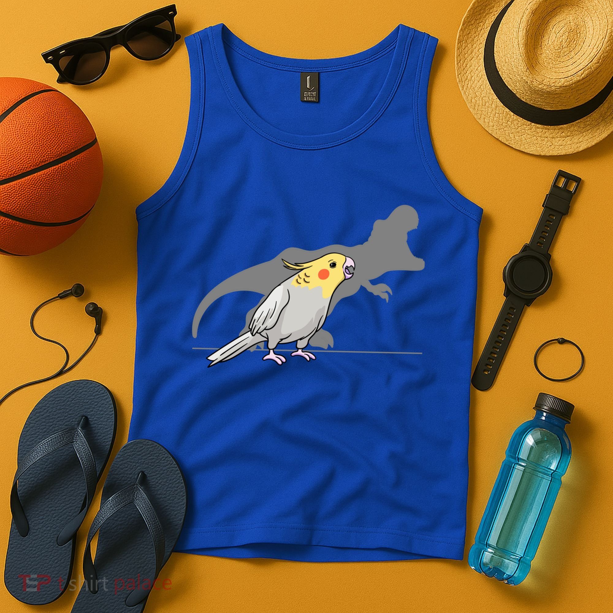 Cockatiel Cockatoo Lutino Parrot Quarrion Dinosaur Dino Gift Tank Top