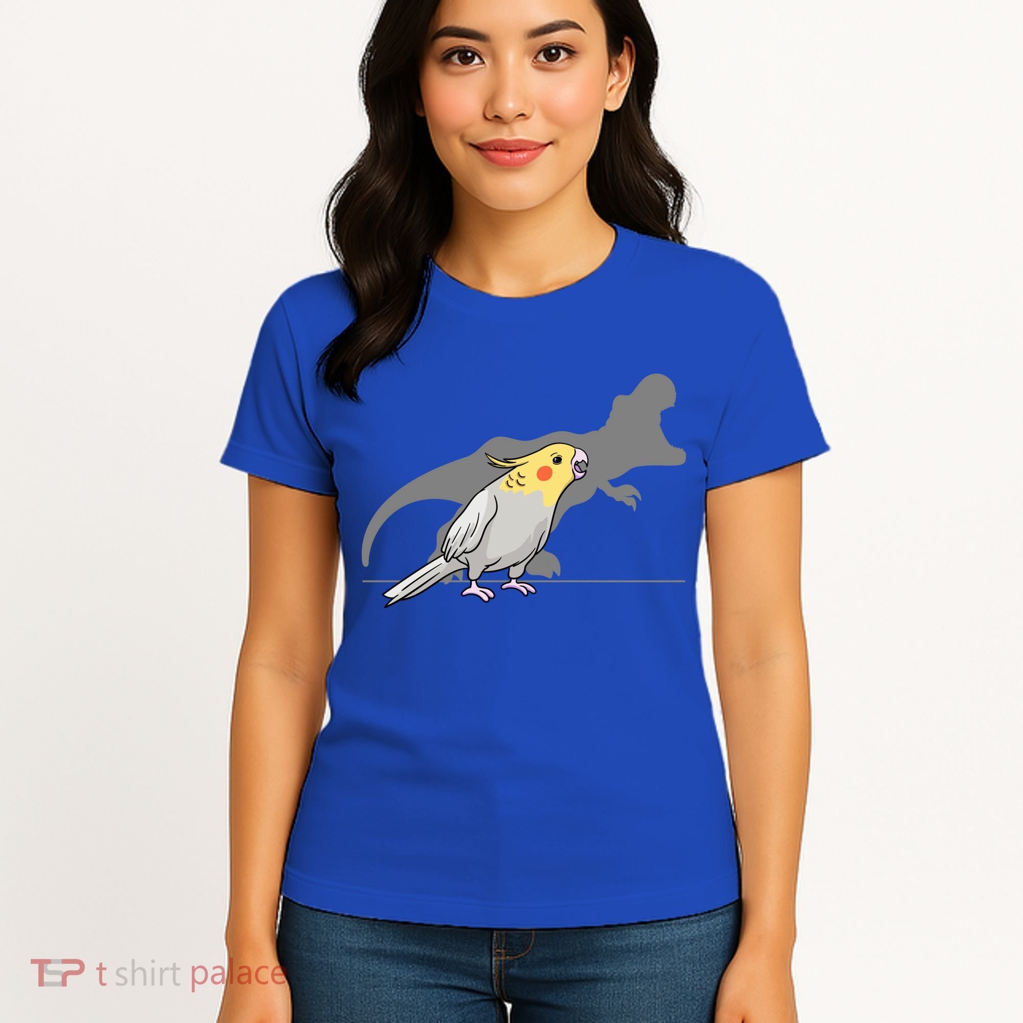 Cockatiel Cockatoo Lutino Parrot Quarrion Dinosaur Dino Gift Women's T-Shirt