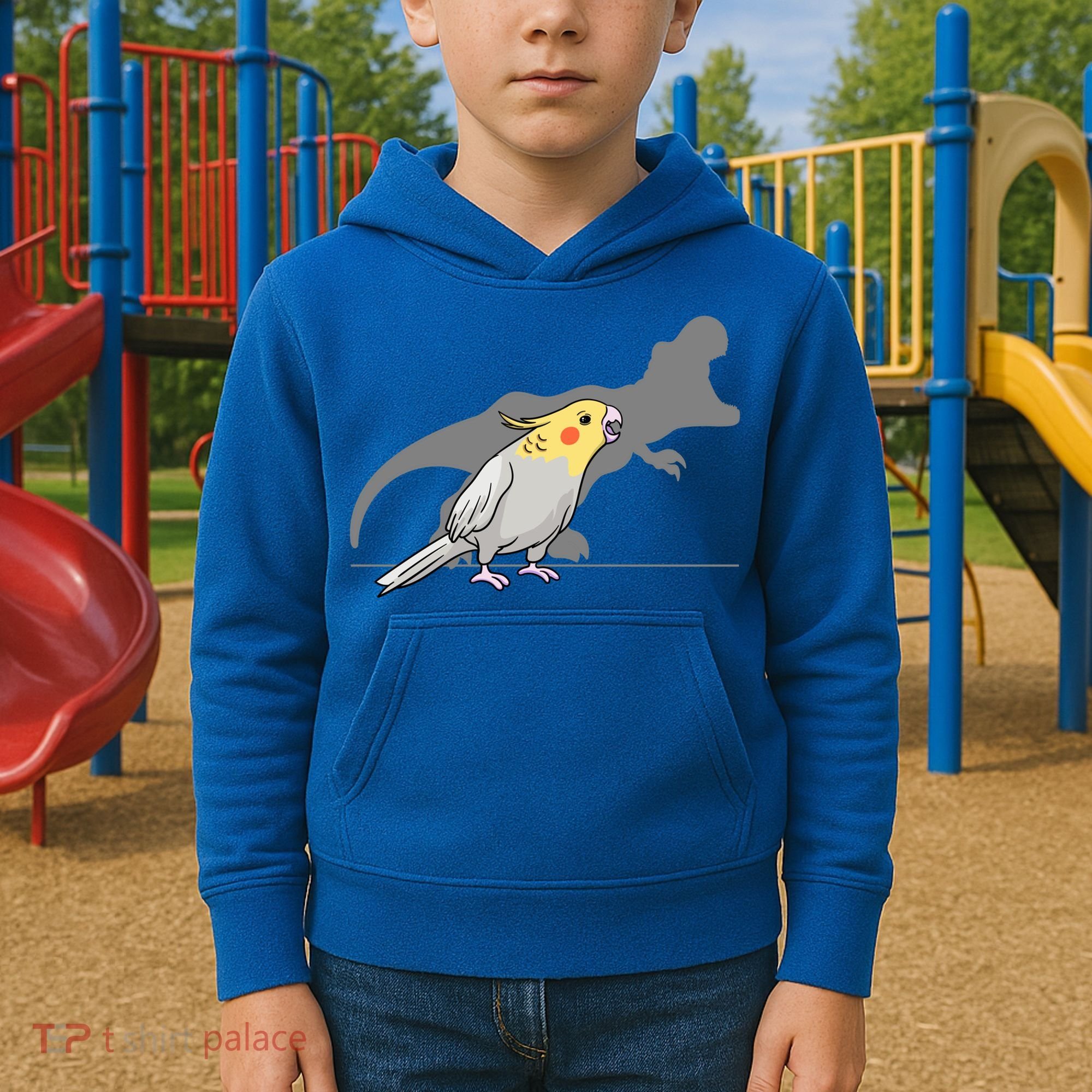 Cockatiel Cockatoo Lutino Parrot Quarrion Dinosaur Dino Gift Kids Hoodie