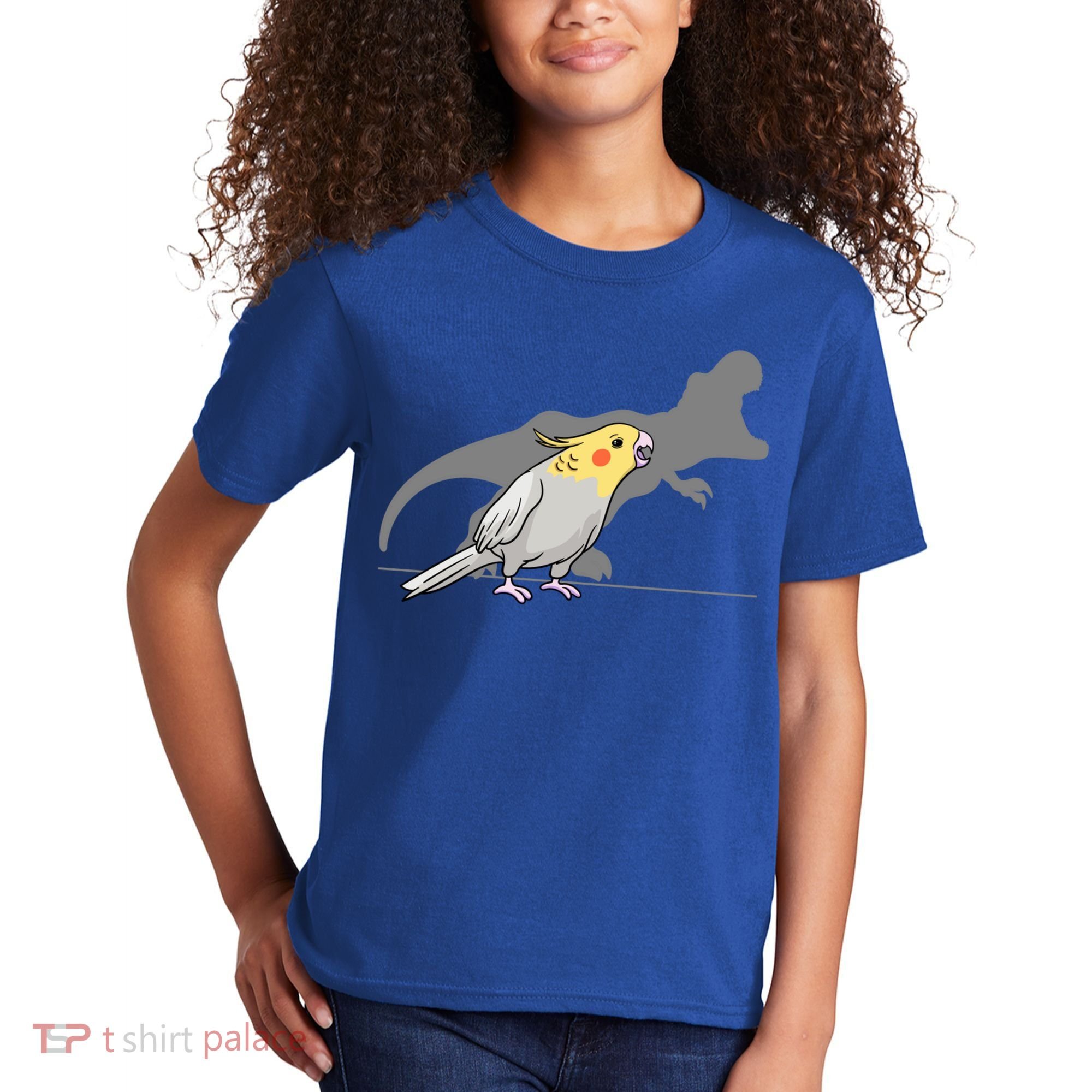 Cockatiel Cockatoo Lutino Parrot Quarrion Dinosaur Dino Gift Kids T-Shirt
