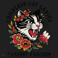 Childless Cat Ladies Against Fascism Feminist Beanie thumb 2