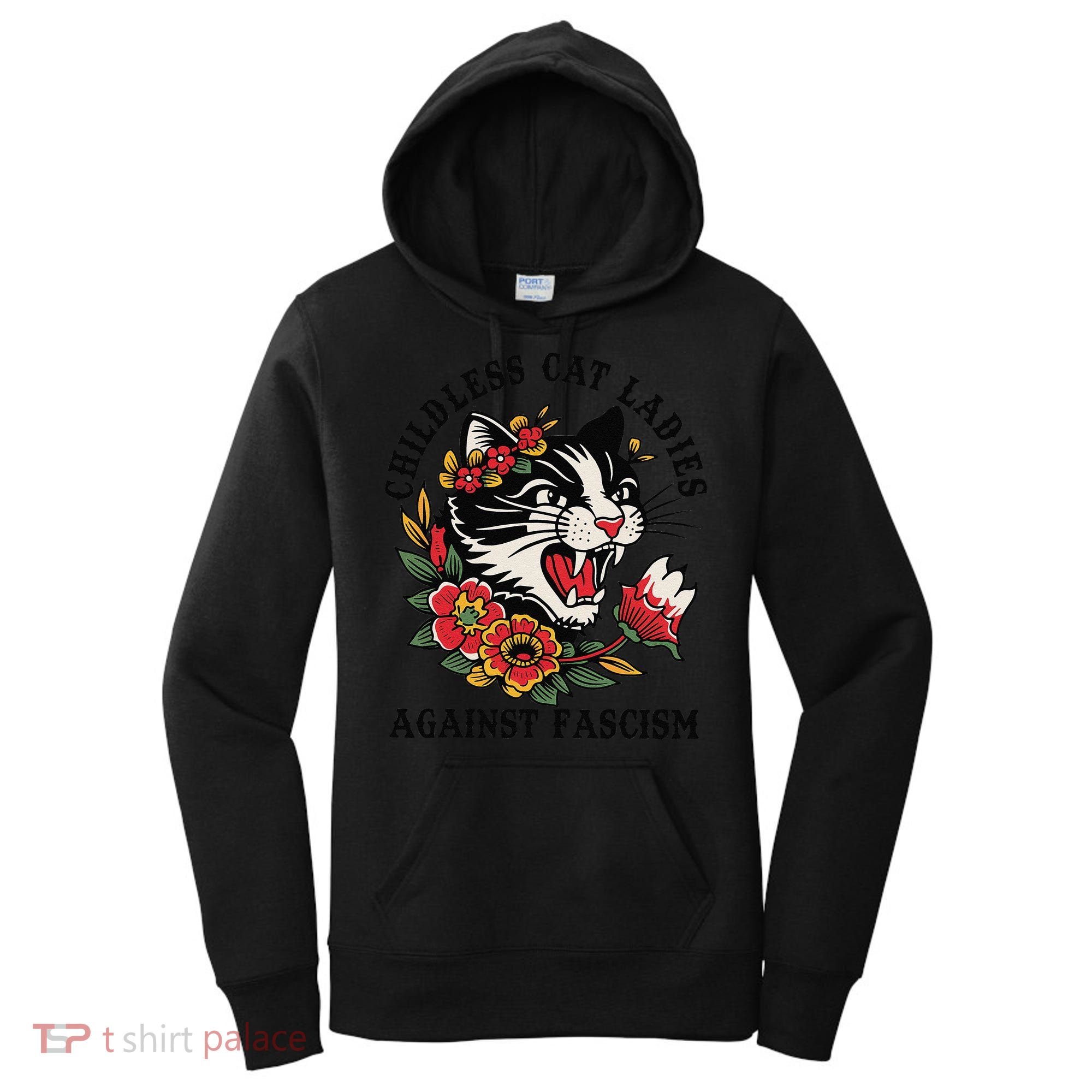 Childless Cat Ladies Against Fascism Feminist Women's Hoodie