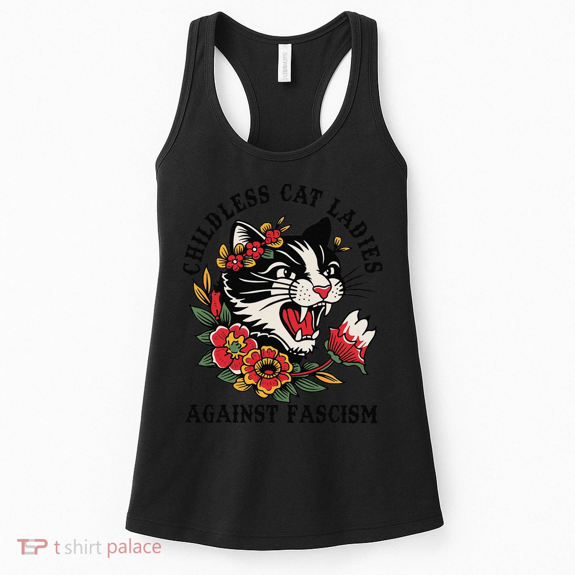 Childless Cat Ladies Against Fascism Feminist Women's Tank Top