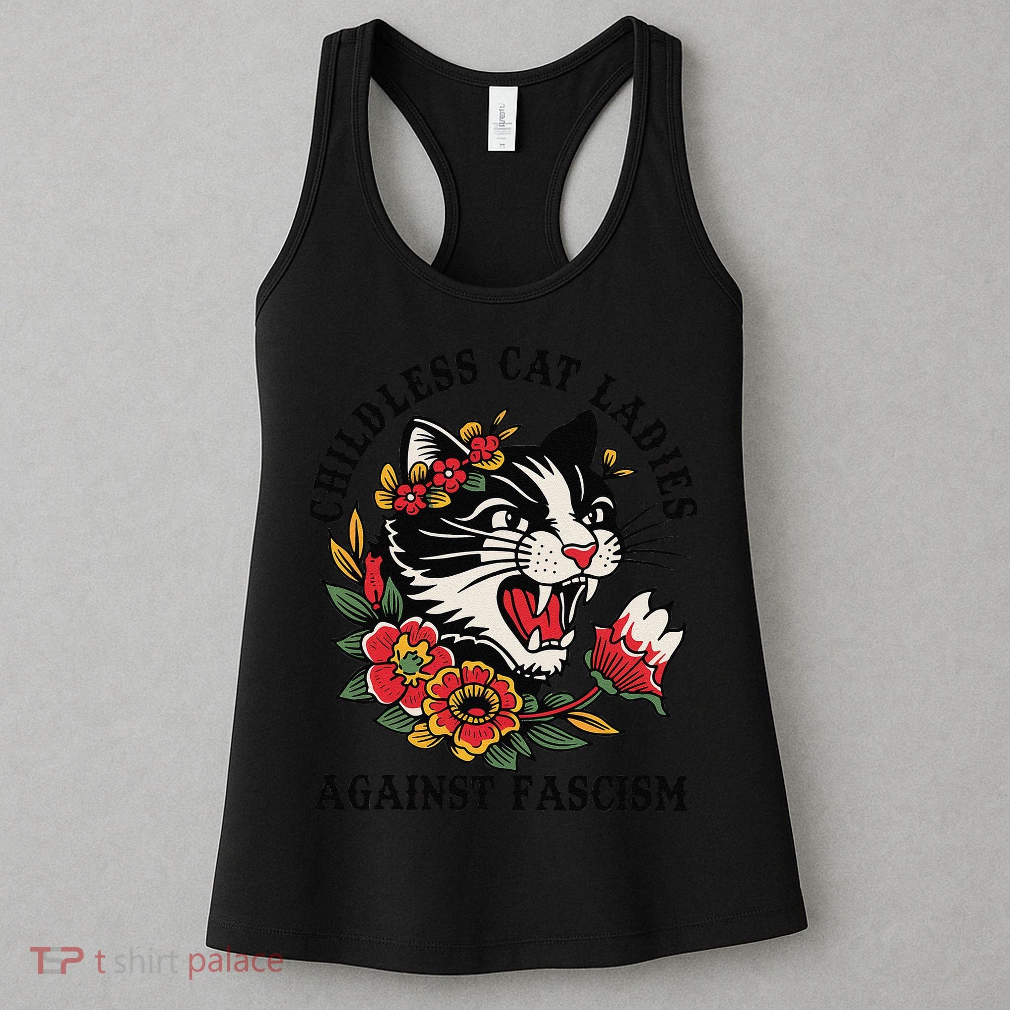 Childless Cat Ladies Against Fascism Feminist Women's Tank Top