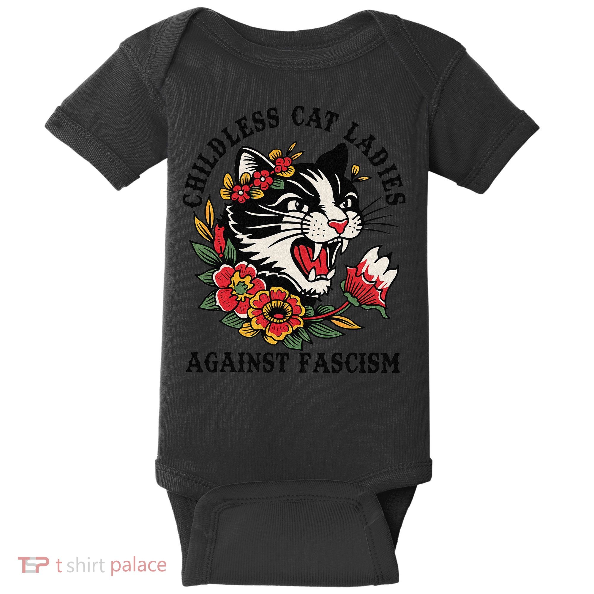 Childless Cat Ladies Against Fascism Feminist Baby Bodysuit