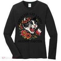 Childless Cat Ladies Against Fascism Feminist Women's Long Sleeve Shirt thumb 0