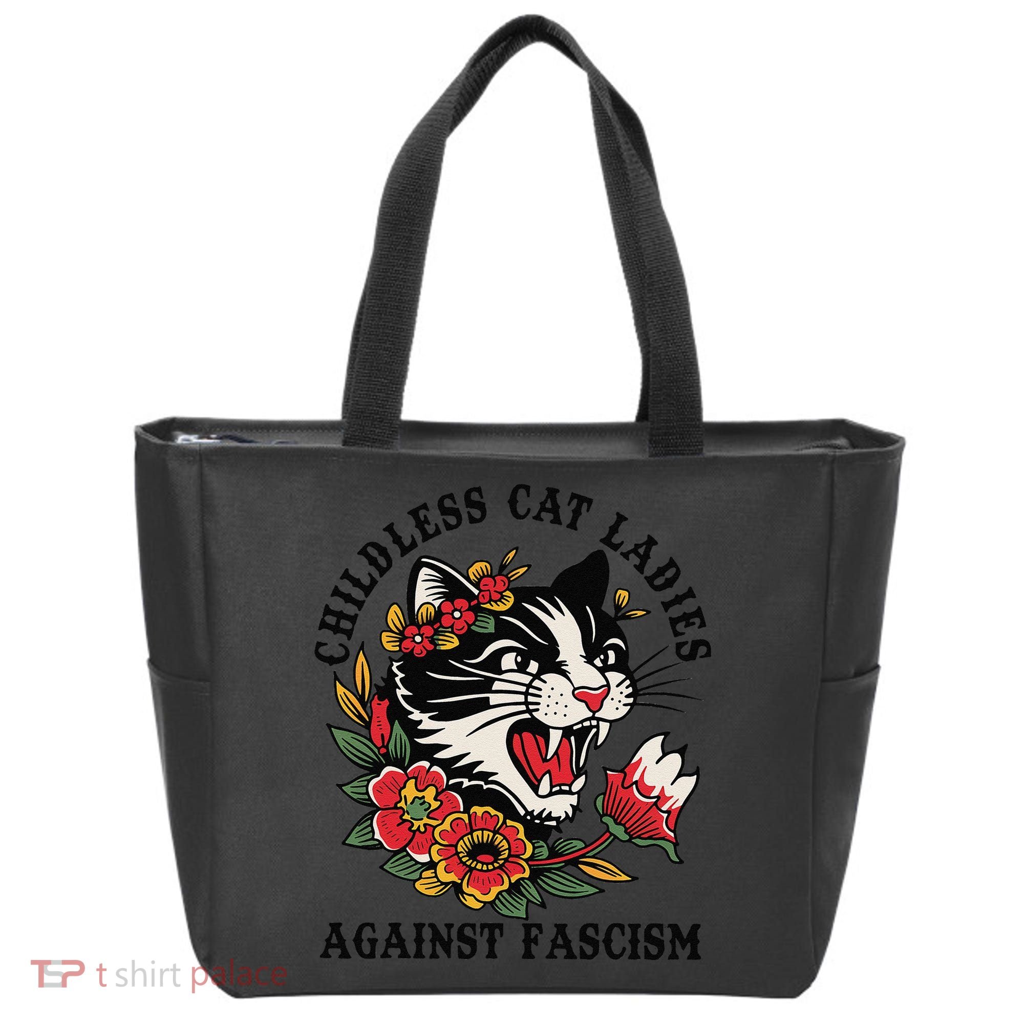 Childless Cat Ladies Against Fascism Feminist Tote Bag