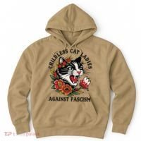 Childless Cat Ladies Against Fascism Feminist Hoodie thumb 0