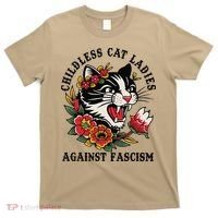 Childless Cat Ladies Against Fascism Feminist T-Shirt thumb 0