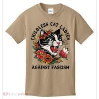 Childless Cat Ladies Against Fascism Feminist Kids T-Shirt thumb 0