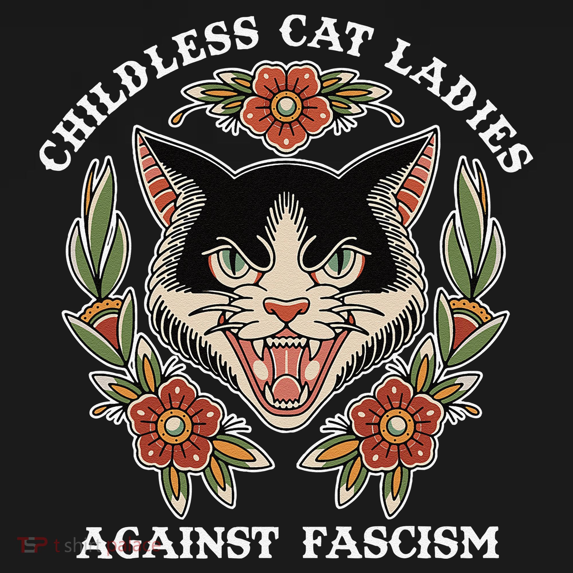 Childless Cat Ladies Against Fascism Funny Cat Feminist T-Shirt