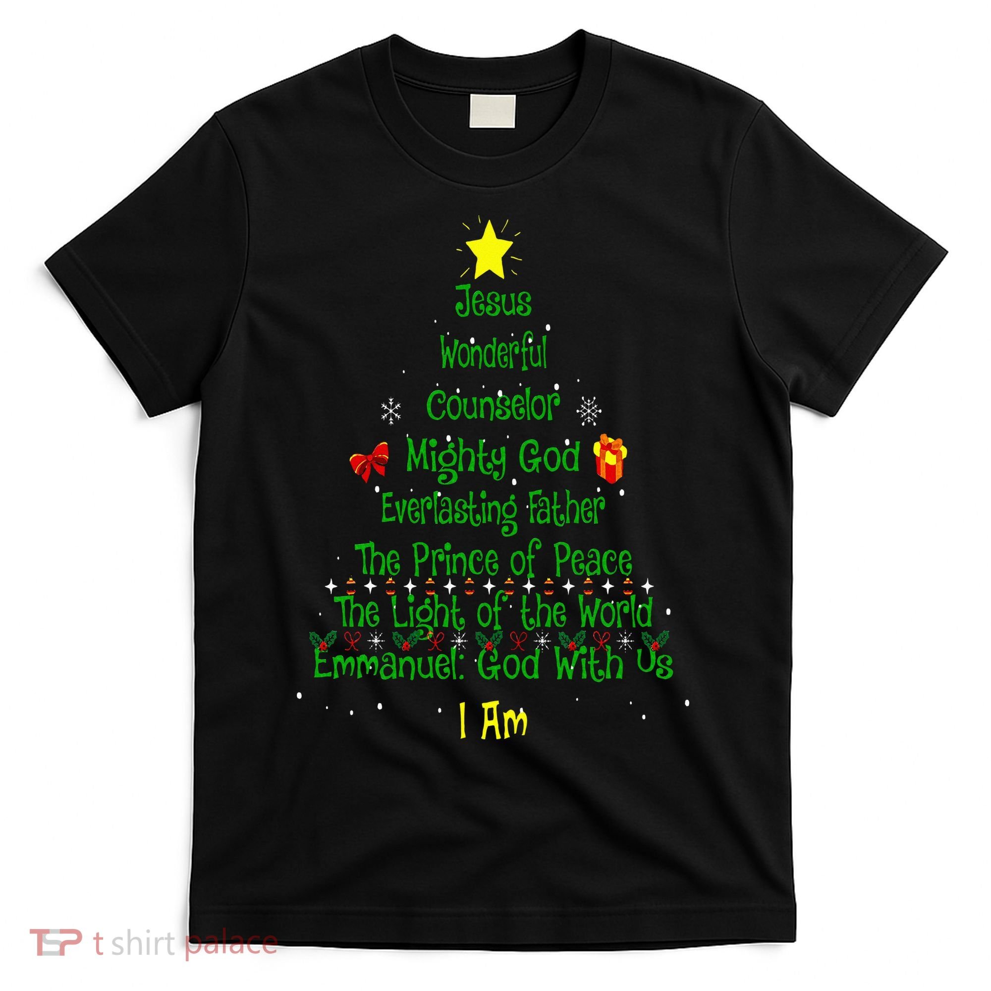 Christian Christmas Lover Bible Names of Jesus Tree Xmas T-Shirt