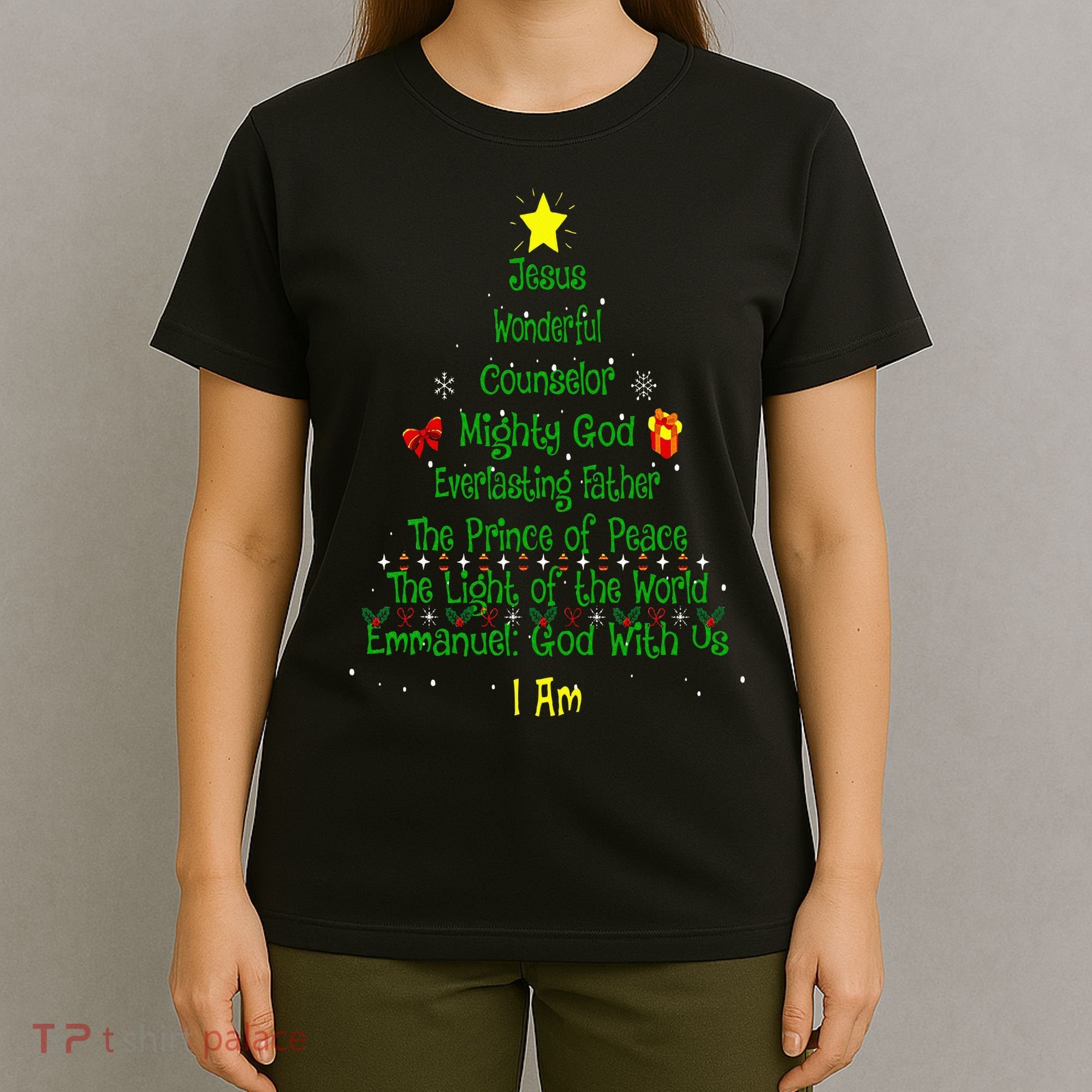 Christian Christmas Lover Bible Names of Jesus Tree Xmas T-Shirt