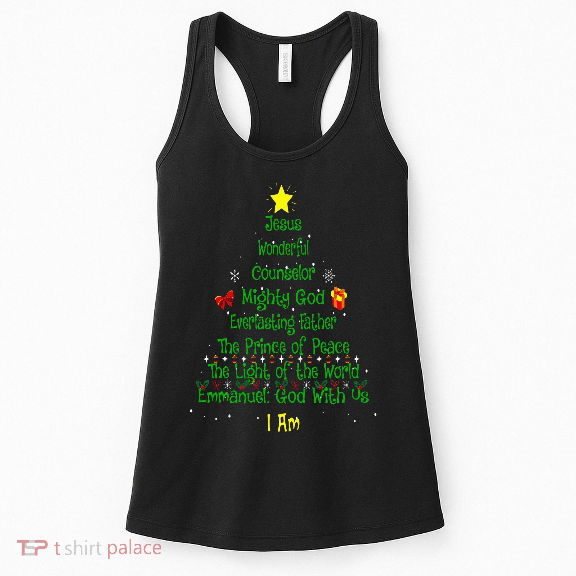 Christian Christmas Lover Bible Names of Jesus Tree Xmas Women's Tank Top