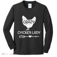 CRAZY Chicken Lady Funny Chicken Lovers farmer Kids Long Sleeve Shirt thumb 0