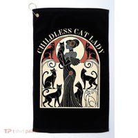 Childless Cat Ladies Cat Karma Retro Funny Golf Towel thumb 0