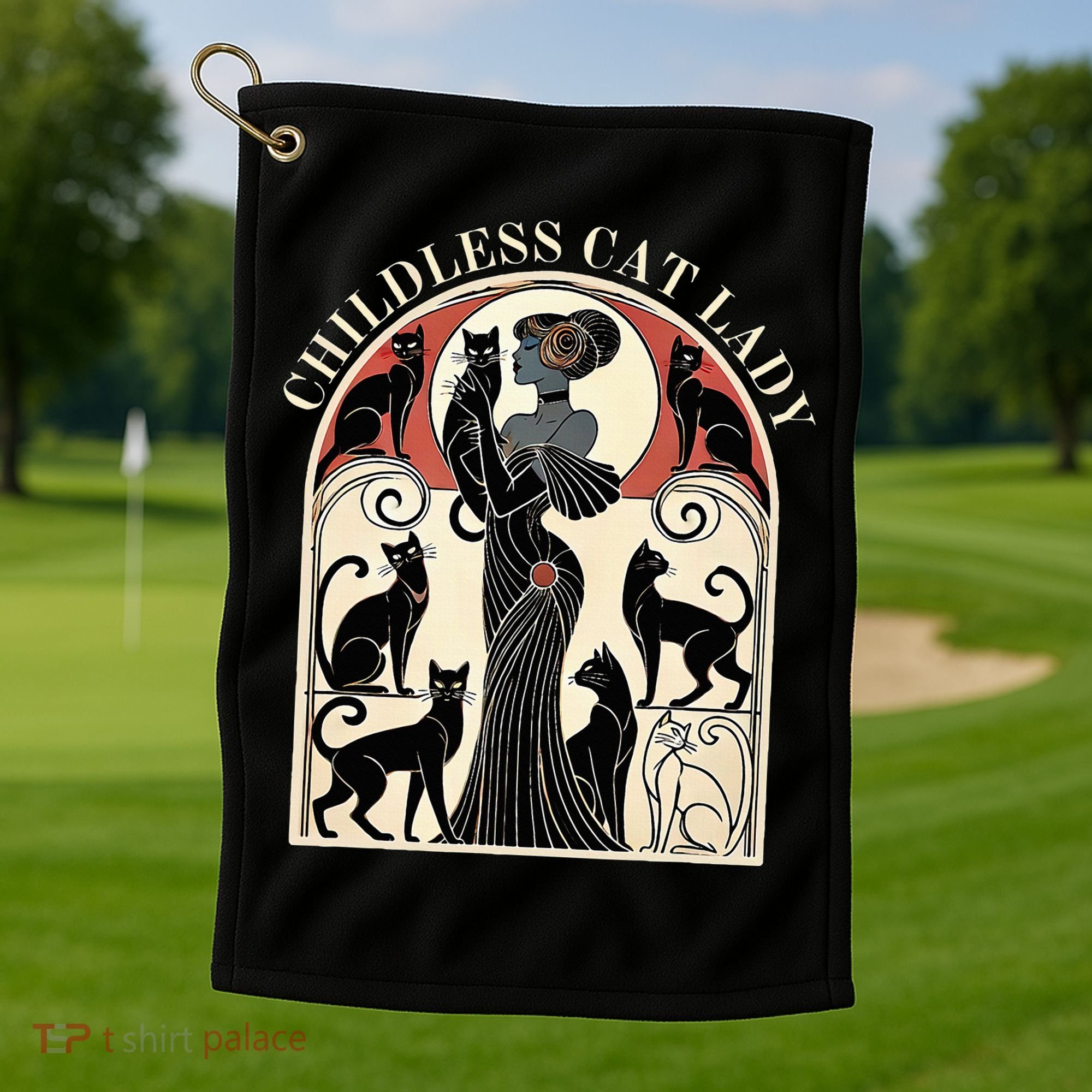 Childless Cat Ladies Cat Karma Retro Funny Golf Towel