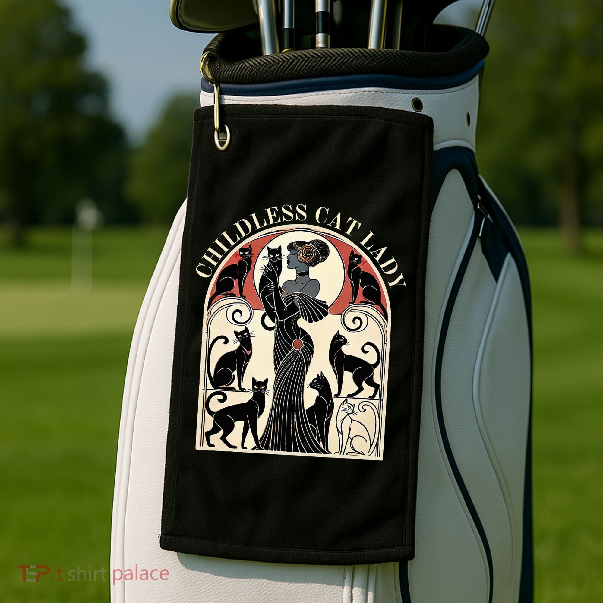 Childless Cat Ladies Cat Karma Retro Funny Golf Towel
