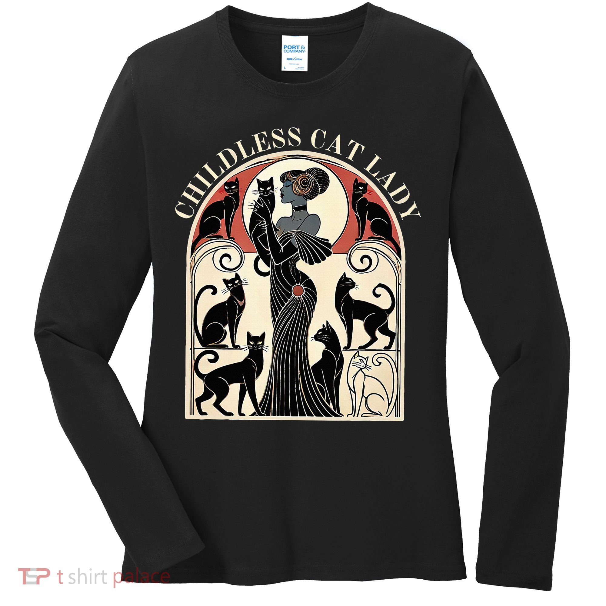 Childless Cat Ladies Cat Karma Retro Funny Women's Long Sleeve Shirt