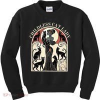 Childless Cat Ladies Cat Karma Retro Funny Kids Sweatshirt thumb 0
