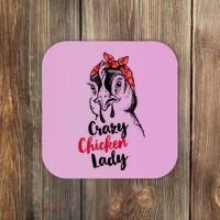 Crazy Chicken Lady + Funny Bandana Chicken Whisperer Gift Great Gift Coaster thumb 0