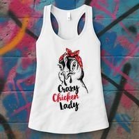 Crazy Chicken Lady + Funny Bandana Chicken Whisperer Gift Great Gift Women's Tank Top thumb 3