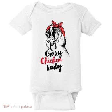 Crazy Chicken Lady + Funny Bandana Chicken Whisperer Gift Great Gift Baby Bodysuit