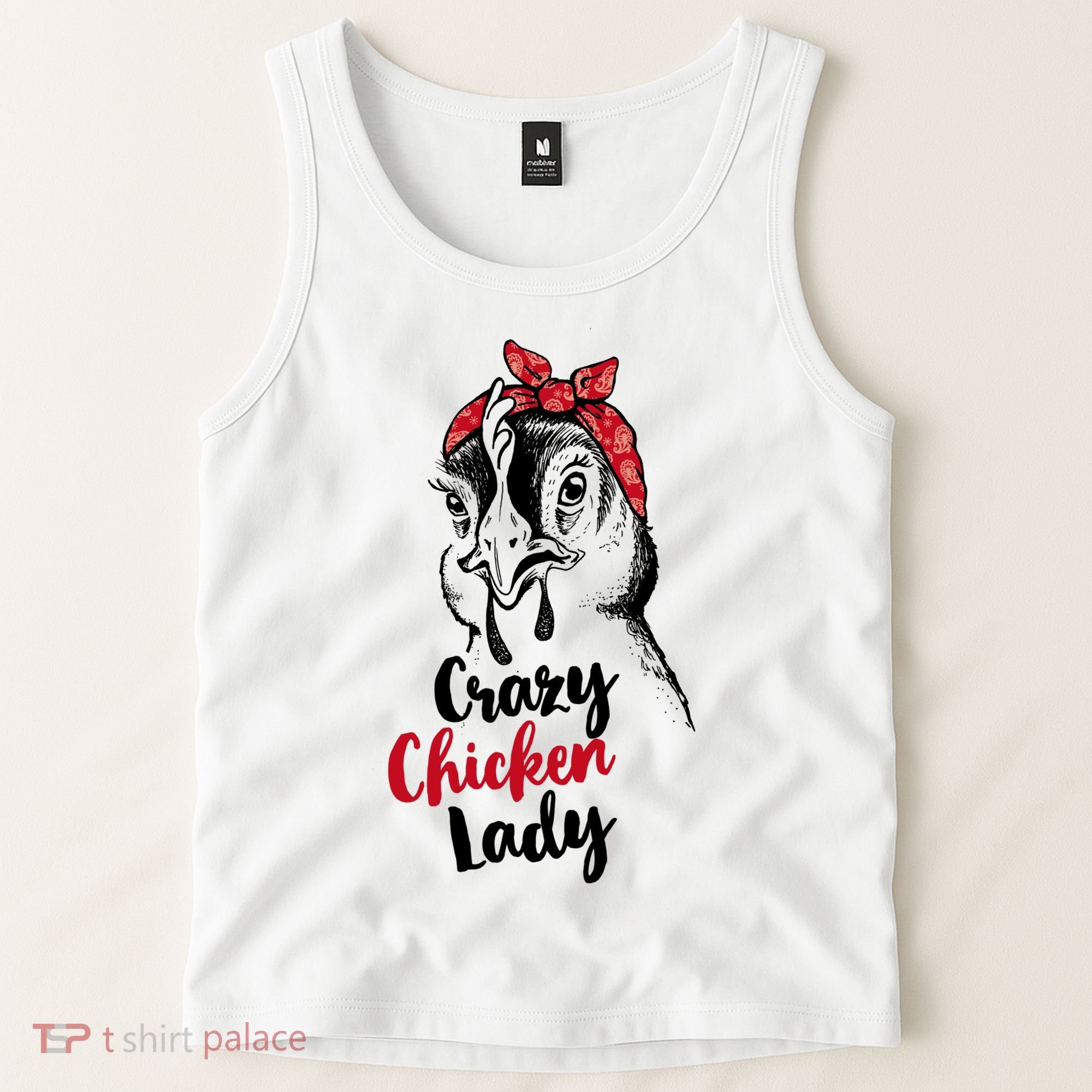 Crazy Chicken Lady + Funny Bandana Chicken Whisperer Gift Great Gift Tank Top