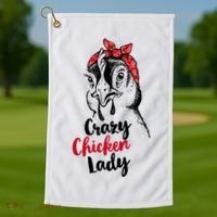 Crazy Chicken Lady + Funny Bandana Chicken Whisperer Gift Great Gift Golf Towel thumb 1